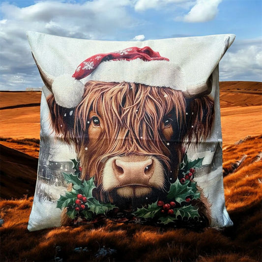 Christmas Cushion Highland Cow 1