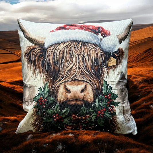 Christmas Cushion Highland Cow 2