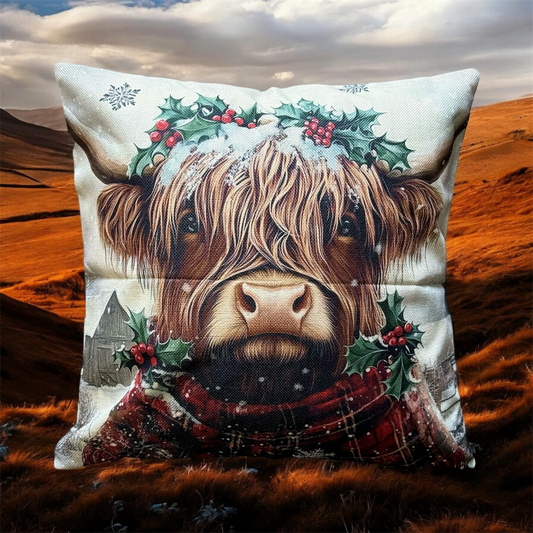 Christmas Cushion Highland Cow 3